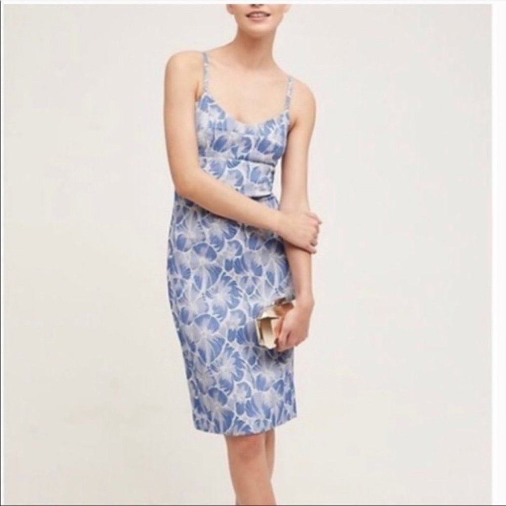 ANTHROPOLOGIE HD in Paris Portia Dress Blue White Floral Size 2